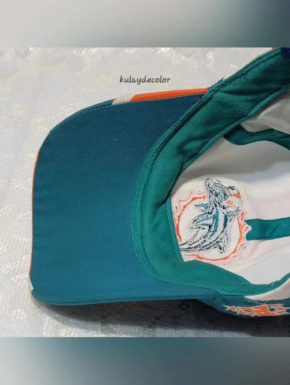 Reebok NFL Miami Dolphins Kids OSFM Adjustable Hat Cap AFC Aqua Orange Logo